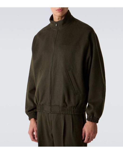 Auralee Green Camel Hair Flannel Blouson Jacket for men