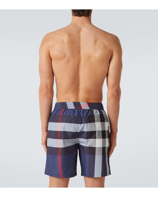 Burberry Blue Check Swim Shorts for men