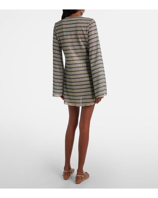 Oseree Brown Lumiere Striped Minidress