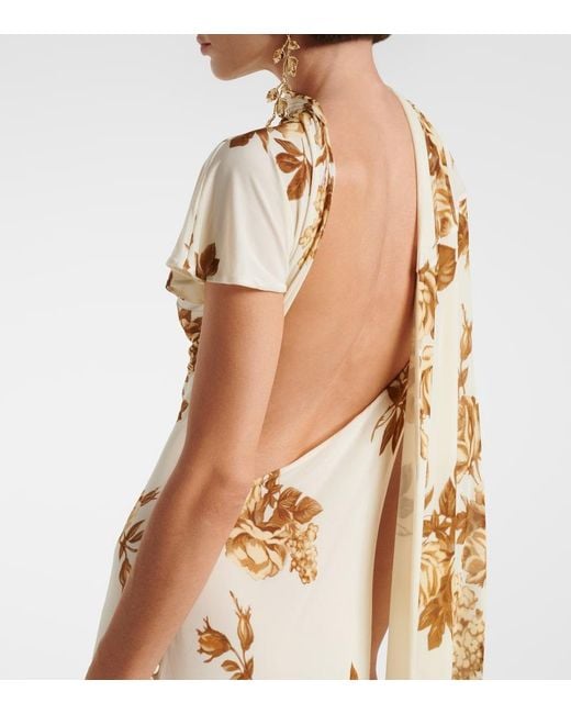 Magda Butrym Metallic Floral Scarf-Detail Midi Dress