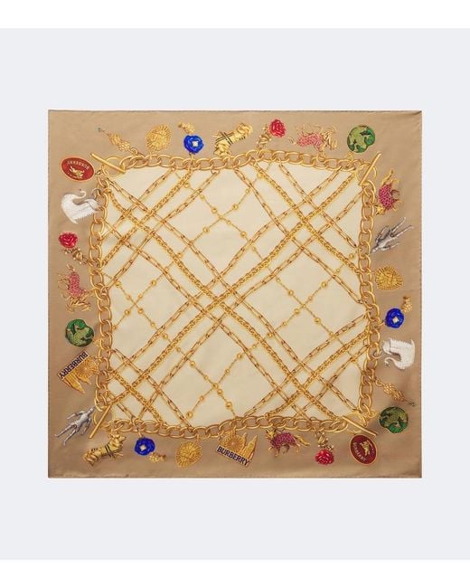 Burberry Metallic Printed Silk Twill Scarf