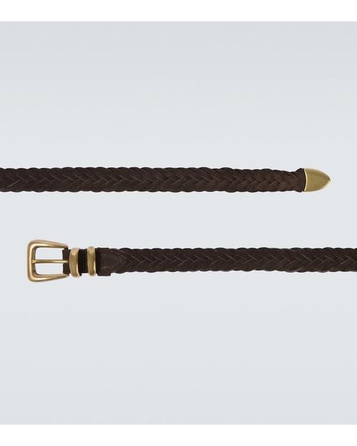 Eleventy Brown Braided Suede Belt for men
