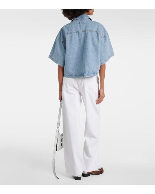 Camicia Di Jeans Cropped Rona Box di Agolde in Blue