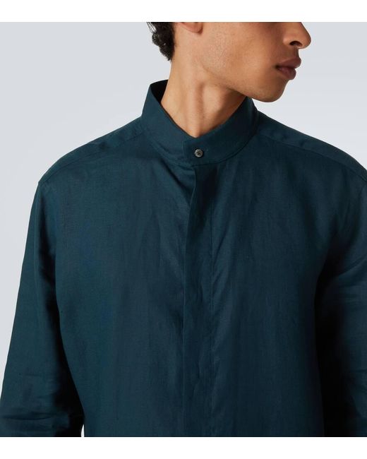 Camisa De Lino Zegna de hombre de color Green
