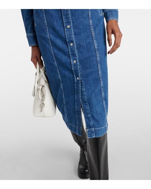7 For All Mankind Blue Denim Midi Dress