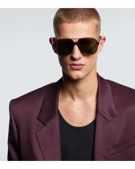 Saint Laurent Brown Sl 545 Aviator Sunglasses for men