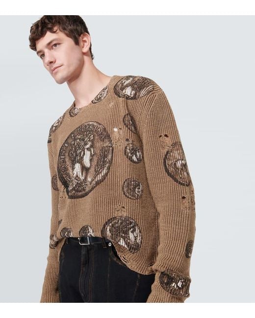 Jersey De Lino Con Estampado Monete Dolce & Gabbana de hombre de color Metallic