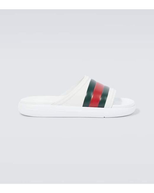 Gucci Web Slide Sandal, , Rubber in White for Men | Lyst