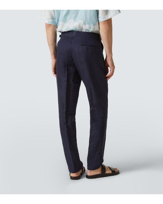 Orlebar Brown Blue Griffon Linen Pants for men