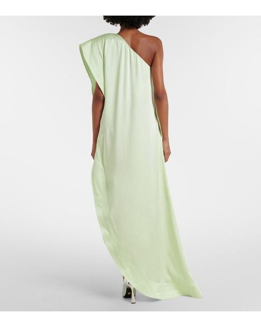 Stella McCartney Green Envers Asymmetric Satin Cocktail Dress