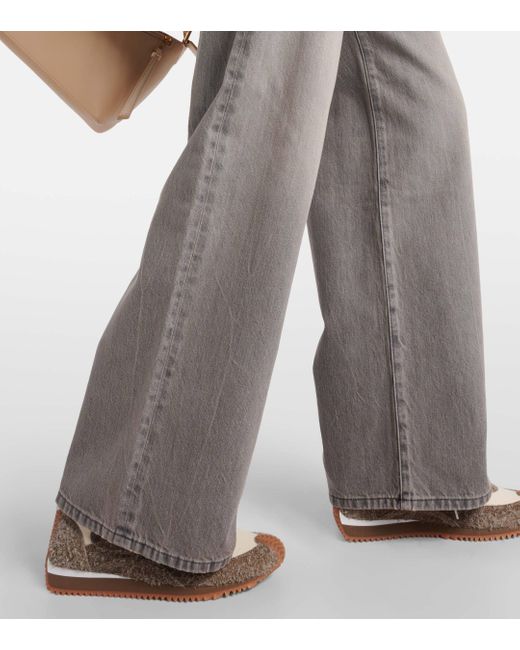 Loewe Gray High-rise Wide-leg Jeans
