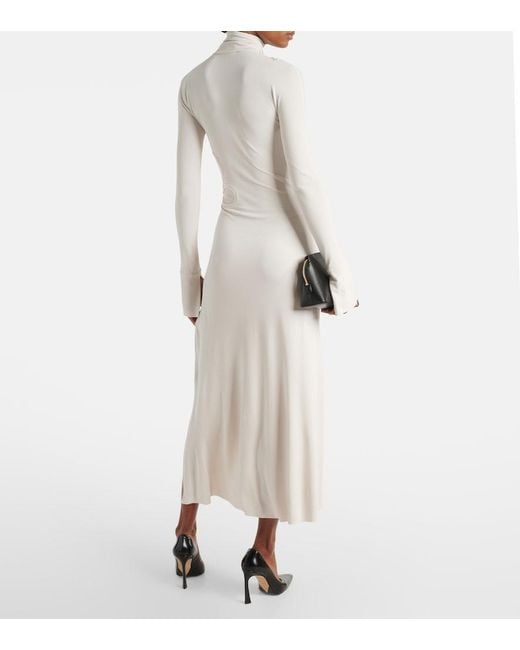 Victoria Beckham White Cutout Jersey Midi Dress