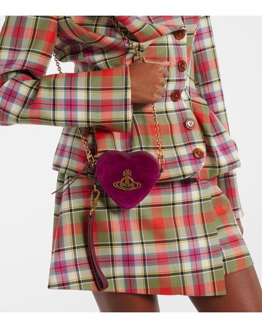 Vivienne Westwood Purple Heart Velvet Coin Purse With Strap