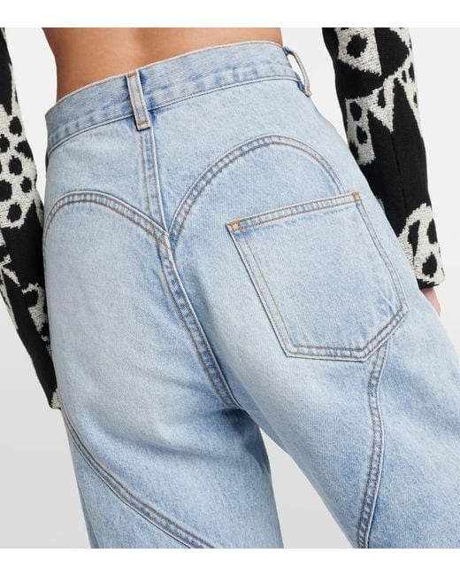 Area Blue Verzierte Straight Jeans