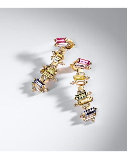 Suzanne Kalan White 18Kt Drop Earrings With Sapphires And Diamonds