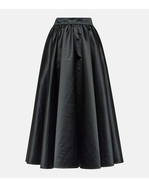 Falda larga de saten duquesa de tiro alto Patou de color Black