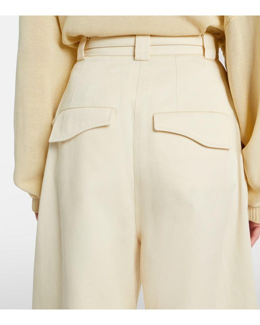 Sportmax Natural Idoneo Cotton Gabardine Wide-Leg Pants