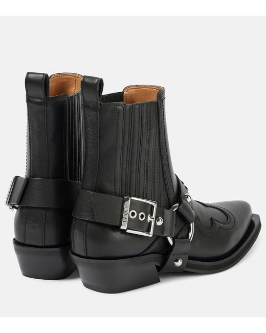 Bottines Chelsea Western Ganni en coloris Black