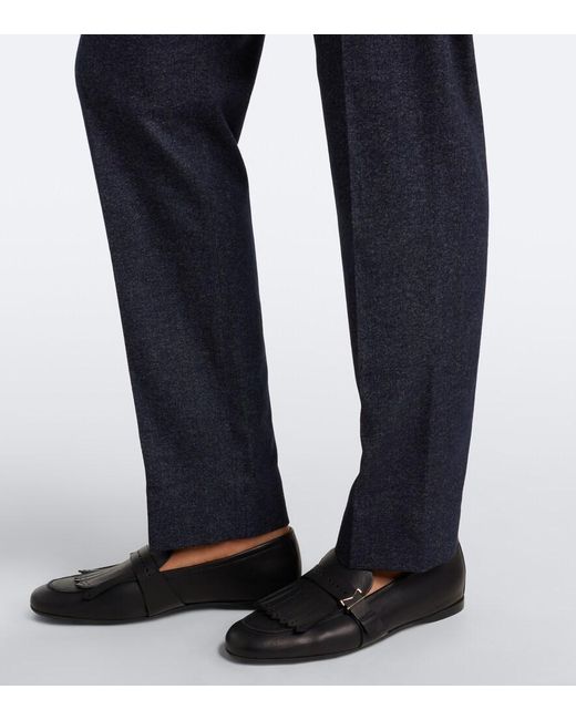 Eleventy Blue Wool-Blend Tapered Pants