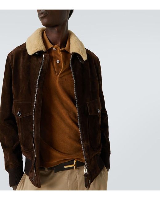 Tom Ford Brown Cotton-Blend Terry Polo Shirt for men
