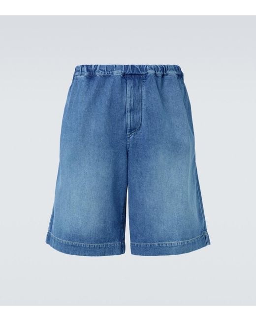Plan C Blue Denim Bermuda Shorts for men