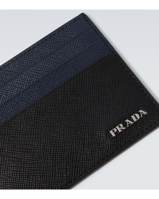 Prada Blue Saffiano Leather Card Holder for men