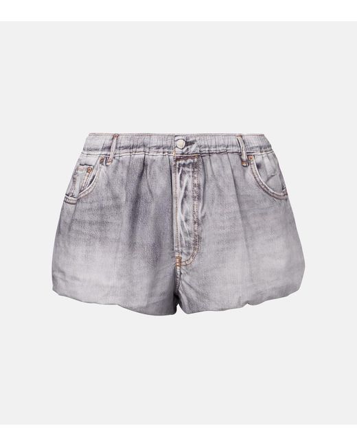 Acne Gray Trompe L'Oil Cotton Shorts