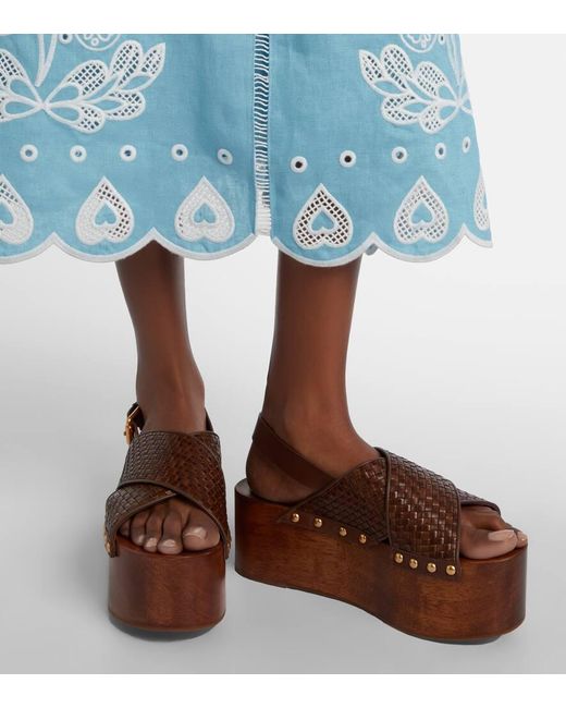 Farm Rio Brown 75 Leather Platform Sandals