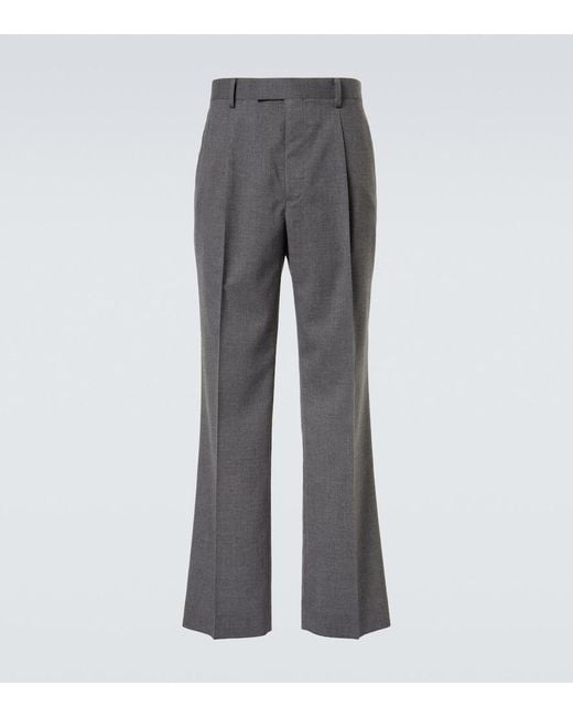 Auralee Gray Cashmere Poplin Wide-Leg Pants for men