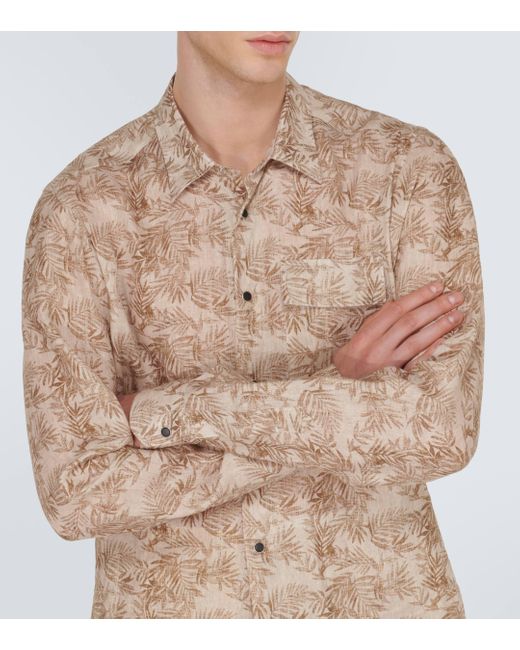 Kiton Natural Buba Floral Linen Shirt for men