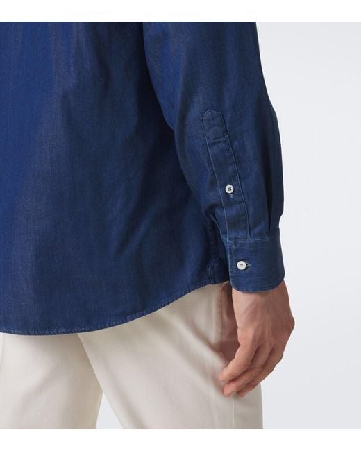Brunello Cucinelli Blue Denim Shirt for men