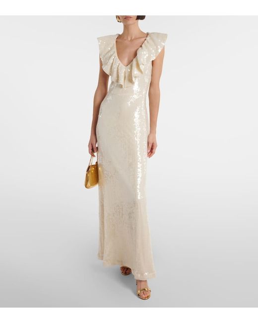 ROTATE BIRGER CHRISTENSEN Natural Maxikleid Mit Pailletten
