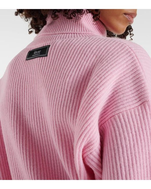 Jersey de cuello alto con logo Versace de color Pink