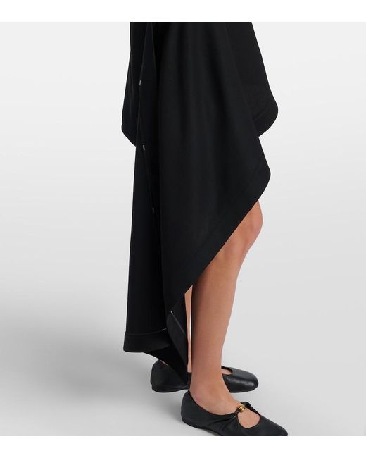Loewe Black Draped Wool Miniskirt
