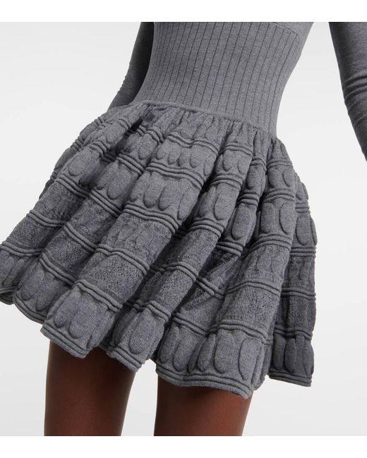 Vestido corto de mezcla de lana Alaïa de color Gray