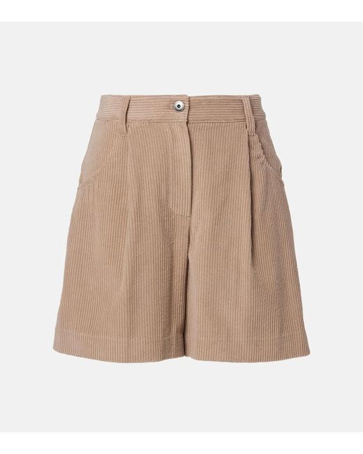 Brunello Cucinelli Natural High-Rise Cotton Corduroy Shorts