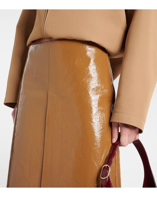 Gucci Brown Leather Pencil Skirt