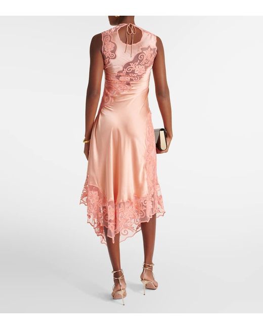 kaia silk midi dress ULLA JOHNSON Kaia Silk & Lace Midi Dress Ulla Johnson