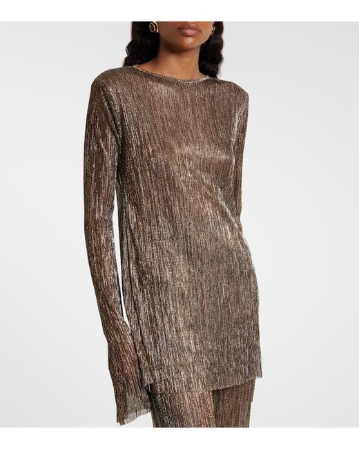 Cala De La Cruz Brown Loretta Lame Top