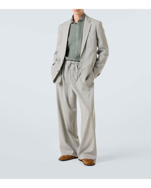 Loewe Gray Wool Wide-Leg Pants for men