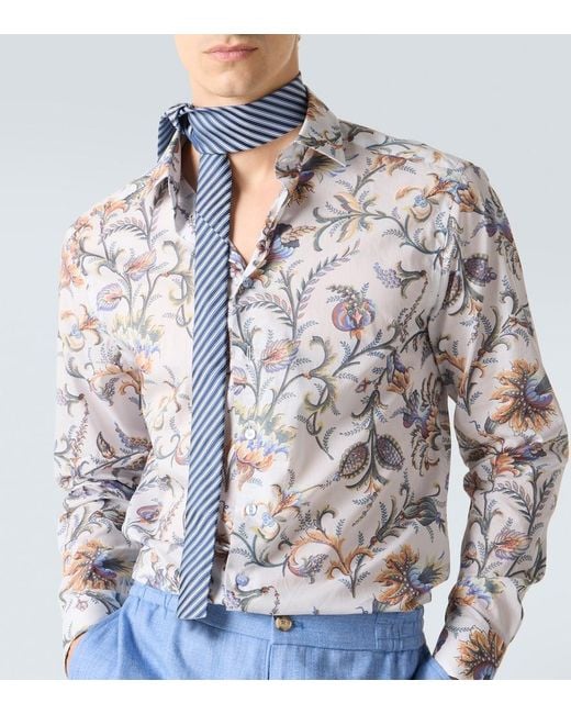 Etro White Floral Cotton Shirt for men