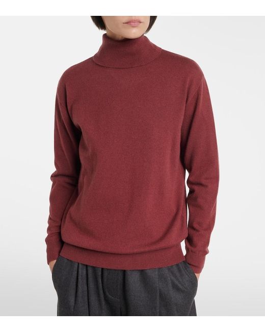 Brunello Cucinelli Red Cashmere Turtleneck Sweater