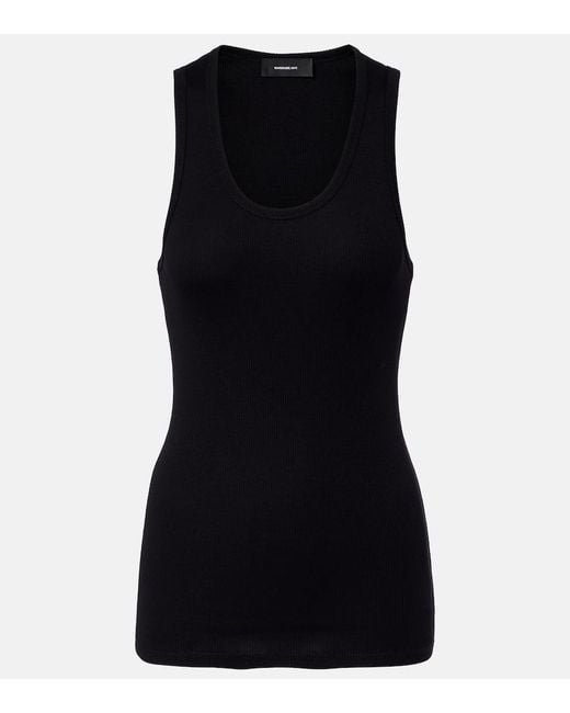 Wardrobe NYC Black Ribbed-Knit Cotton Jersey Tank Top