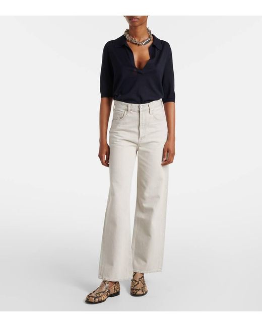 Jeans Ren A Gamba Larga E Vita Alta di Agolde in Gray