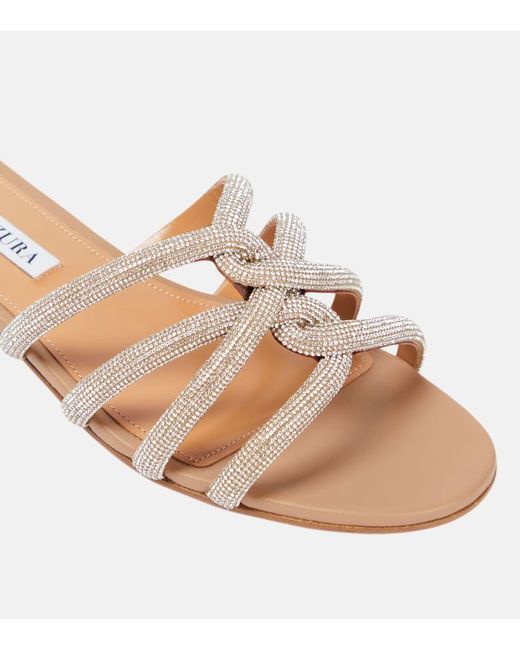 Aquazzura Multicolor Moondust Embellished Leather Slides
