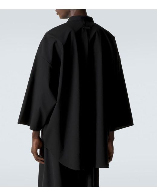 Fear Of God Black Oversized Cotton And Wool Shirt for men