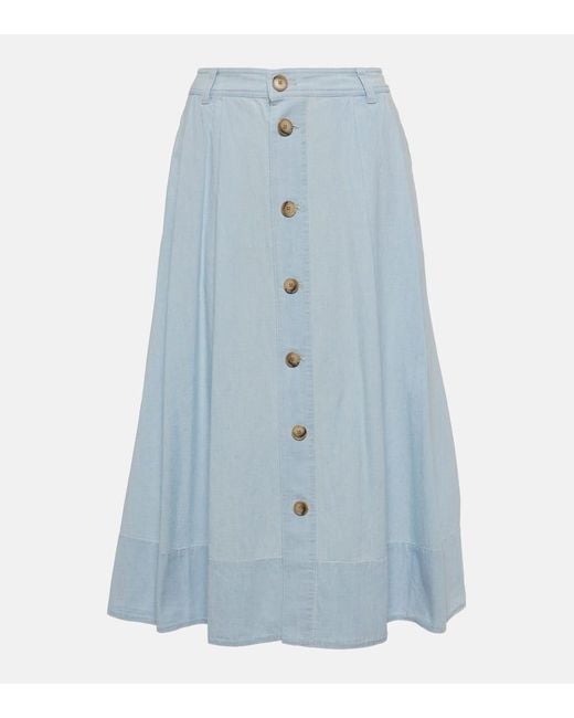 Polo Ralph Lauren Blue Chambray Midi Skirt