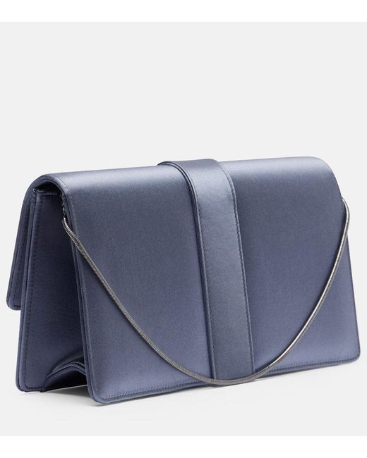 Manolo Blahnik Blue Capri Embellished Satin Clutch