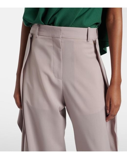 Loewe Natural Draped Wool Wide-Leg Pants