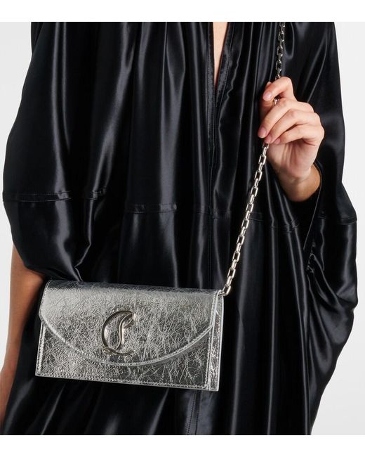 Christian Louboutin Gray Loubi54 Metallic Leather Clutch